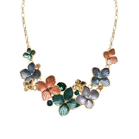 Kaklarota ar emaljētiem ziediem un mirdzošiem kristāliņiem A756